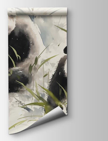 Fototapet Cuplu de panda în iarbă, Fototapet animale, Fototapet populare, w01948 - Tapeko.ro