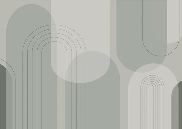 Fototapet Fundal gri și alb cu linii și cercuri, Fototapet abstracte, Fototapet populare, w01920 - Tapeko.ro