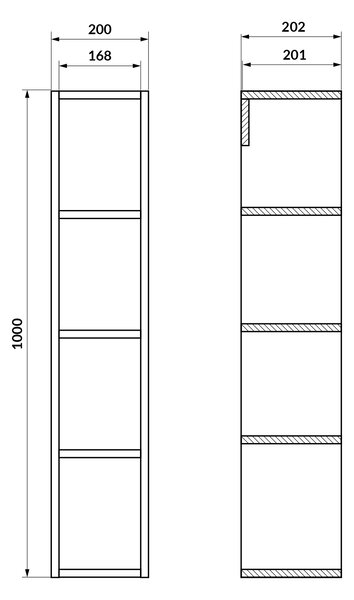 Cersanit Moduo construcția cadru 20x20.2x100 cm laterala pe perete bej S1026-052