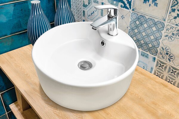 Invena Granada lavoar 47x47 cm rotund de blat alb luciu CE-45-001