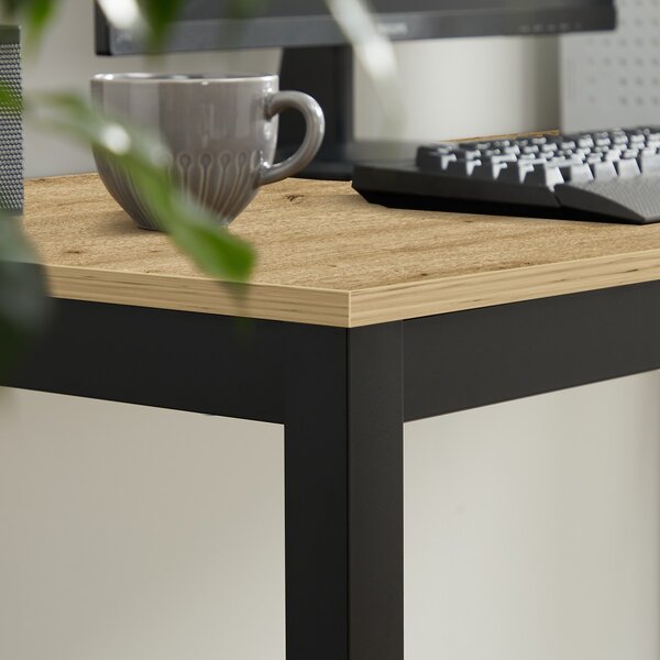 Masa de dining neagra cu blat in decor stejar artisan TESSA 120x60 cm