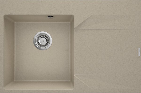 Deante Evora, chiuvetă din granit cu scurgător în dreapta, 1 compartiment 760x500x195 mm, nisip mat, ZQJ_711P