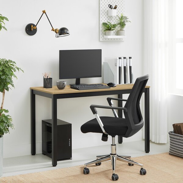 Masa de dining neagra cu blat in decor stejar artisan TESSA 120x60 cm