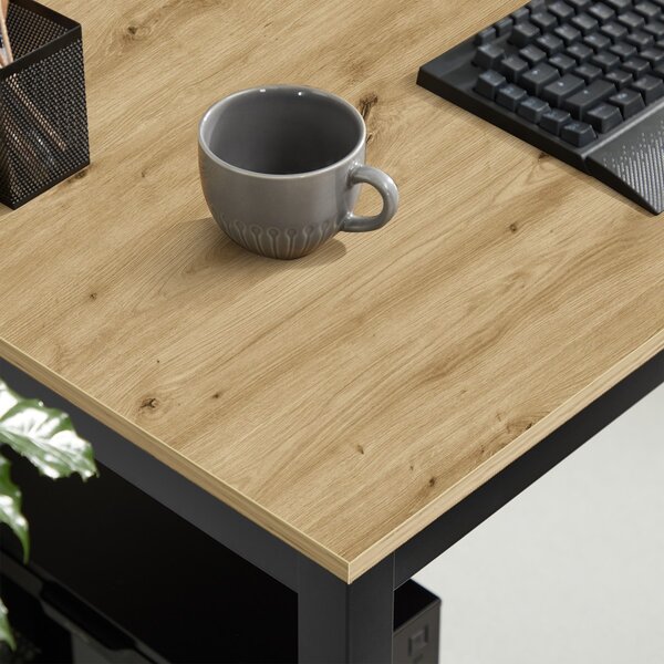 Masa de dining neagra cu blat in decor stejar artisan TESSA 120x60 cm