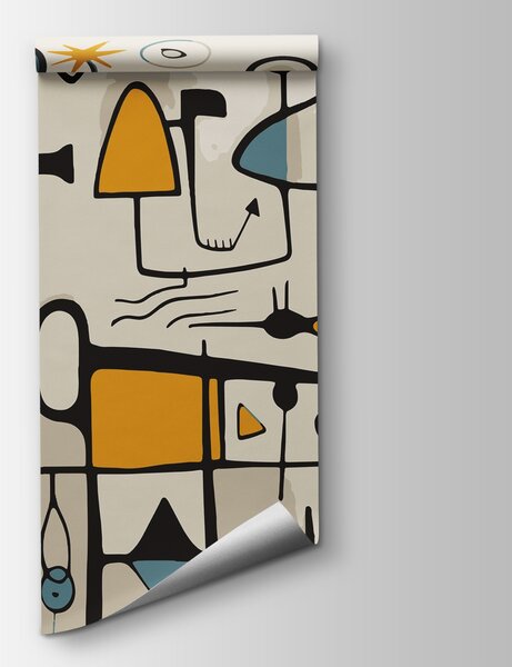 Fototapet Piesă de artă colorată cu oameni și forme, Fototapet moderne, Fototapet populare, w02029 - Tapeko.ro