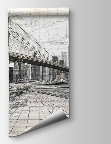 Fototapet Desenul unui pod și al unui oraș, Fototapet skyline, Fototapet populare, w01961 - Tapeko.ro