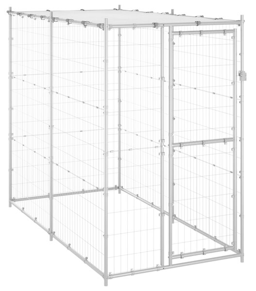 Padoc câini de exterior cu acoperiș 110x220x180 cm oțel zincat