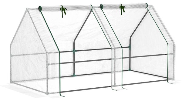 Outsunny Mini Seră Portabilă din PE pentru Grădină, cu Uși cu Fermoar și Acoperiș pentru Protecție UV/Apă, 180x90x90 cm, Alb | Aosom Romania