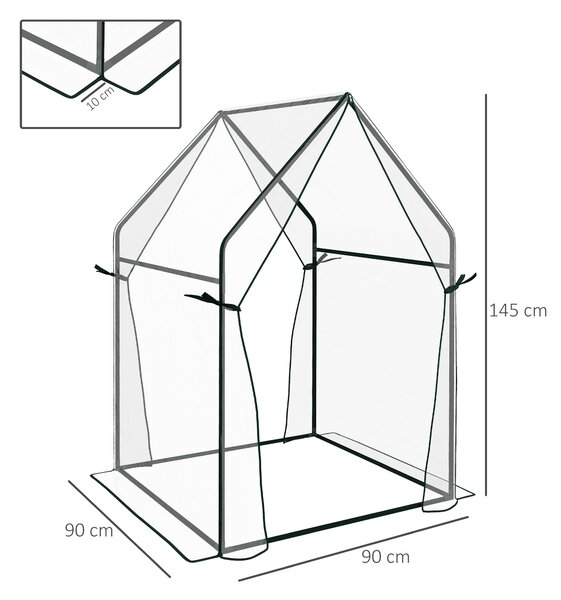 Outsunny Mini Sera Portabila 90x90x145cm cu 2 Usi cu Fermoar Transparent pentru Interior Exterior | Aosom Romania