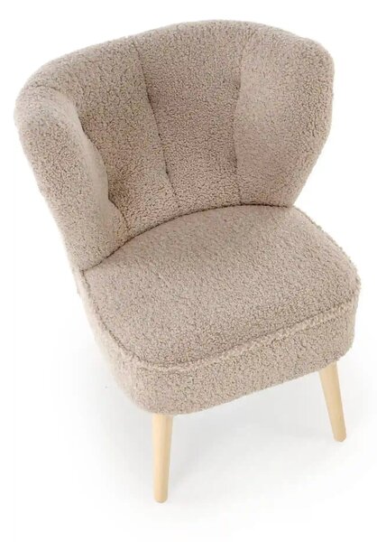 Scaun MOCCA, cappuccino - Sven 28, stofa buclata/lemn, 70x71x81 cm
