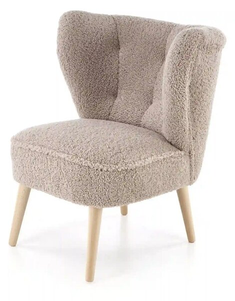 Scaun MOCCA, cappuccino - Sven 28, stofa buclata/lemn, 70x71x81 cm