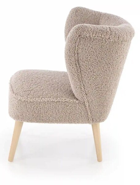 Scaun MOCCA, cappuccino - Sven 28, stofa buclata/lemn, 70x71x81 cm