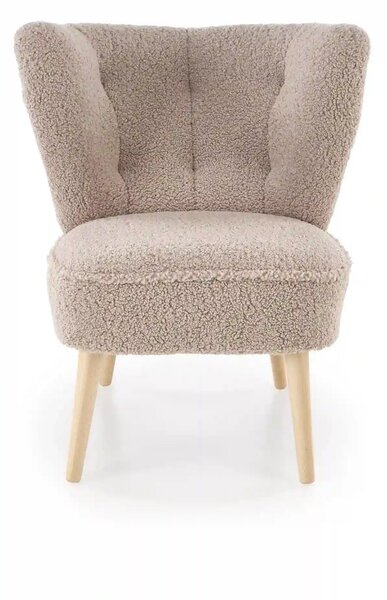 Scaun MOCCA, cappuccino - Sven 28, stofa buclata/lemn, 70x71x81 cm