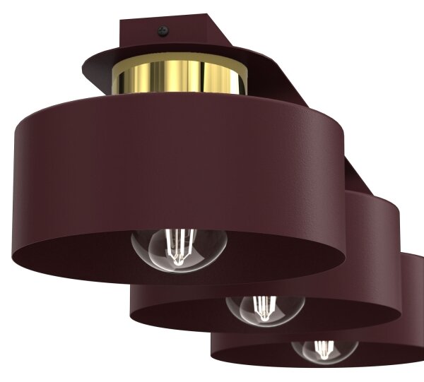 Plafonieră MARTI 3 x E27, 15 W, 230 V, 68 x 20,5 cm, vișiniu/auriu