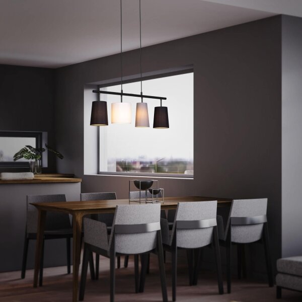 Brilo - lustră suspendată pe cablu, 4xE27/40W/230V, negru/gri/alb