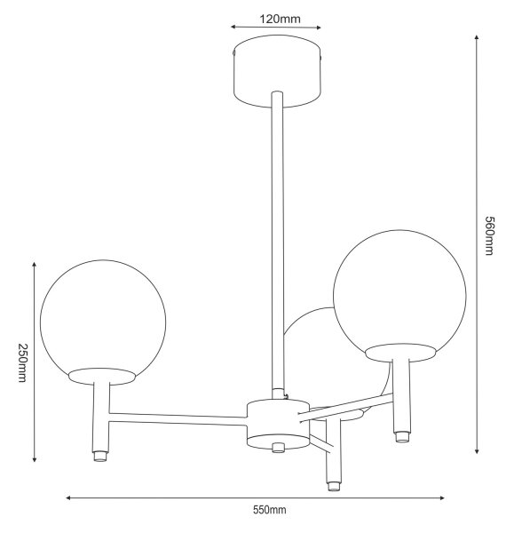 Lustră pe tijă AWINION 3xE27/15W/230V