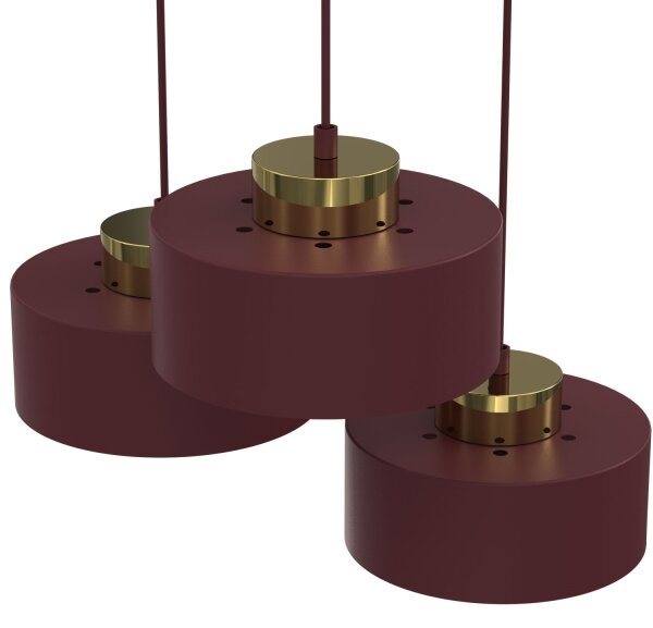 Candelabru suspendat pe cablu MARTI, 3 x E27, 15 W, 230 V, burgundiu/auriu
