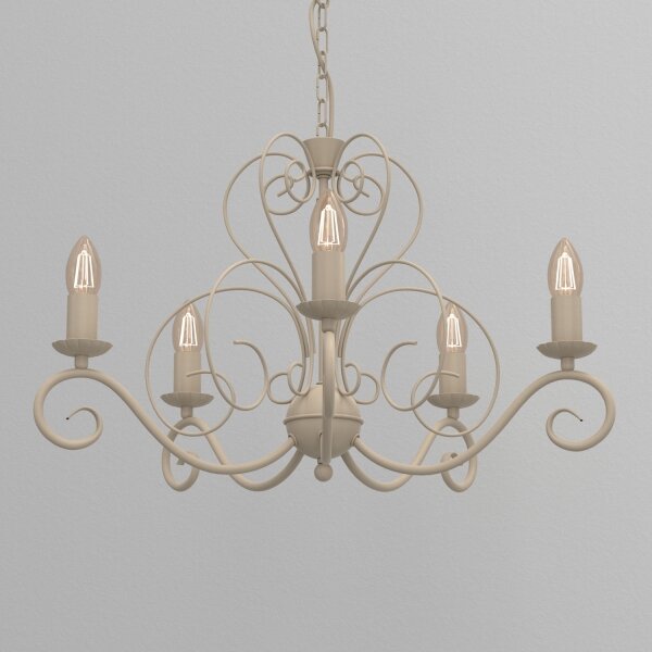 Candelabru cu lanț MAURO, 5xE14/15W/230V, bej