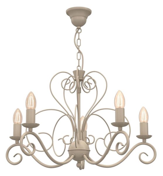 Candelabru cu lanț MAURO, 5xE14/15W/230V, bej