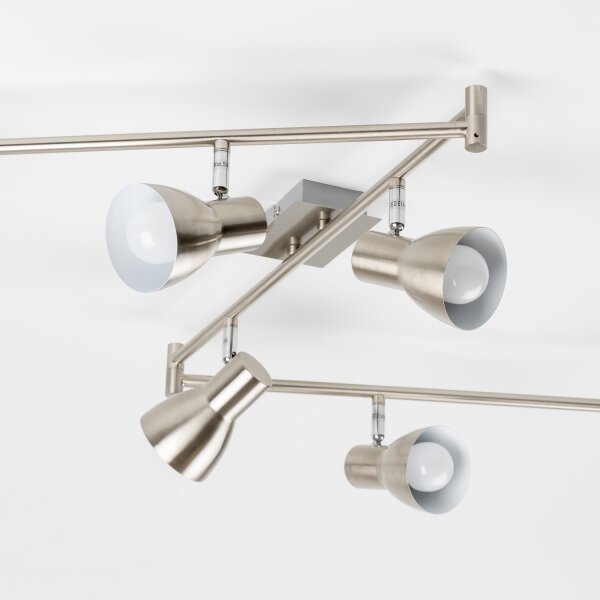 Plafonieră LED cu 6 spoturi, socluri E14, 6x5W, 230V, crom mat