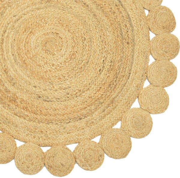 Covor rotund Boho Voni, Pako World, Iuta, Natural, 120x120 cm
