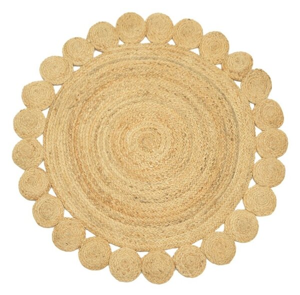 Covor rotund Boho Voni, Pako World, Iuta, Natural, 120x120 cm