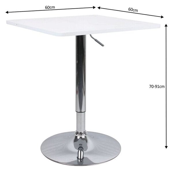 Masa bar FLORIAN 2 NEW, alb/crom, 60x70/91 cm