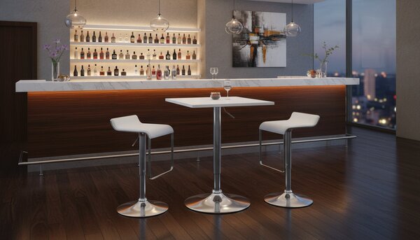 Masa bar FLORIAN 2 NEW, alb/crom, 60x70/91 cm