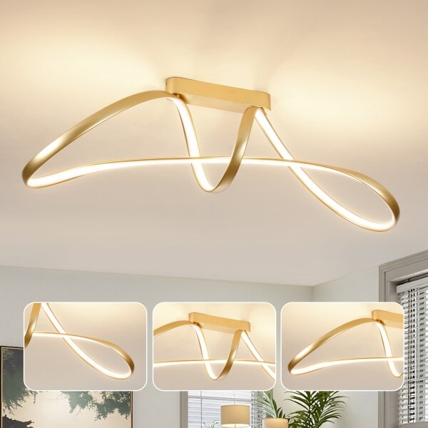 Brilagi-LED Lustră aplicată reglabilă TWISTER LED/60W/230V 3000-6000K auriu + telecomandă