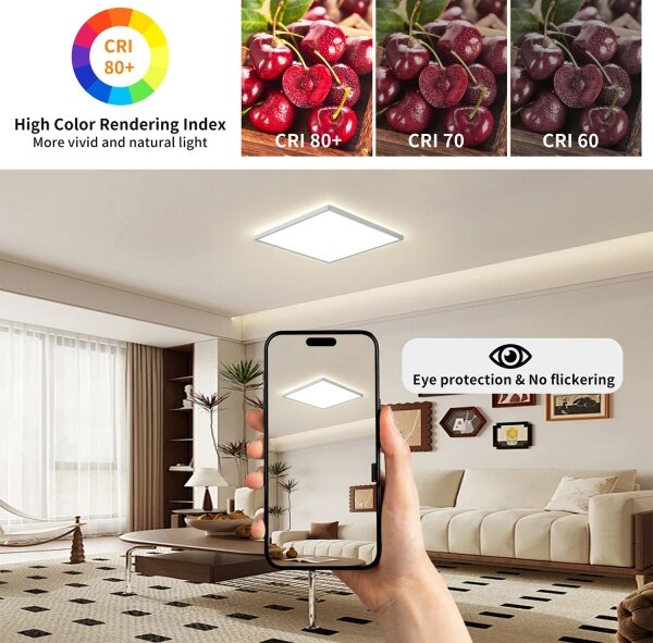Brilagi - Plafonieră LED pentru baie ULTRA SLIM, 24 W, 230 V, 42x42 cm, argintie, IP54