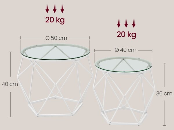 Masuta de cafea Vasagle Alb 48.2x48.2x39.2 cm