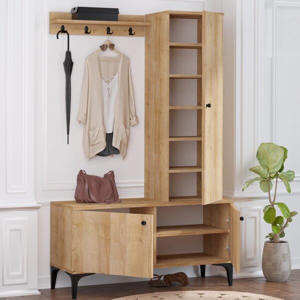 Mobilier hol Aliex 11 (stejar + negru). 1072325