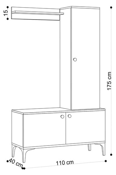 Mobilier hol Aliex 11 (stejar + negru). 1072325