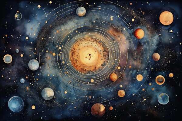 Fototapet Pictura planetelor în spațiu, Fototapet spațiu cosmic, Fototapet populare, w02268 - Tapeko.ro