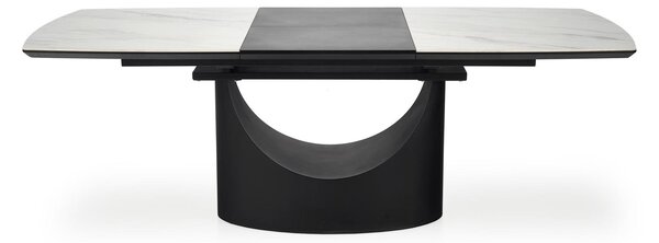 Masa extensibila OSMAN, alb efect marmura/negru, ceramica/metal, 160/2