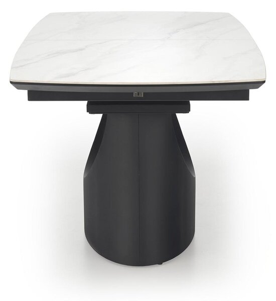 Masa extensibila OSMAN, alb efect marmura/negru, ceramica/metal, 160/2