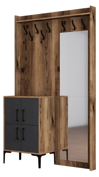Mobilier hol Betina BC (nuc + Antracit) (cu oglindă). 1072518