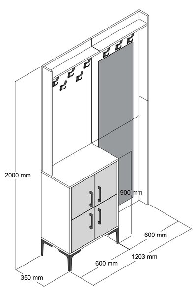 Mobilier hol Betina BC (nuc + Antracit) (cu oglindă). 1072518