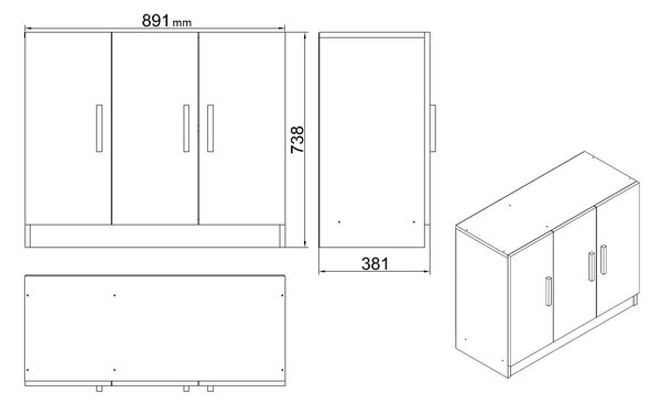 Set pentru birou Vincent 16 (Stejar + Negru). 1072652