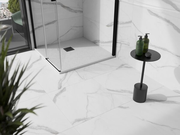 Mexen Stone+, cada pătrată din compozit mineral 70 x 70 cm, alb, capac negru, 44107070-B