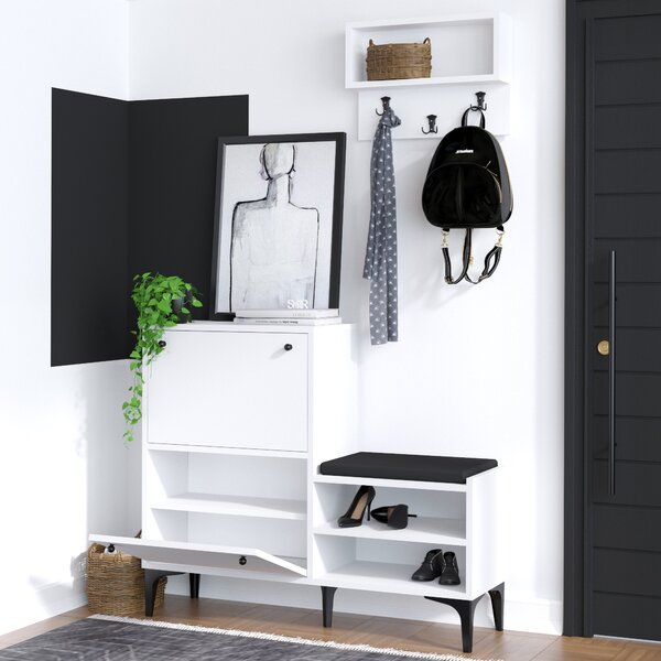 Mobilier hol Aliex 6 (alb + negru). 1073371