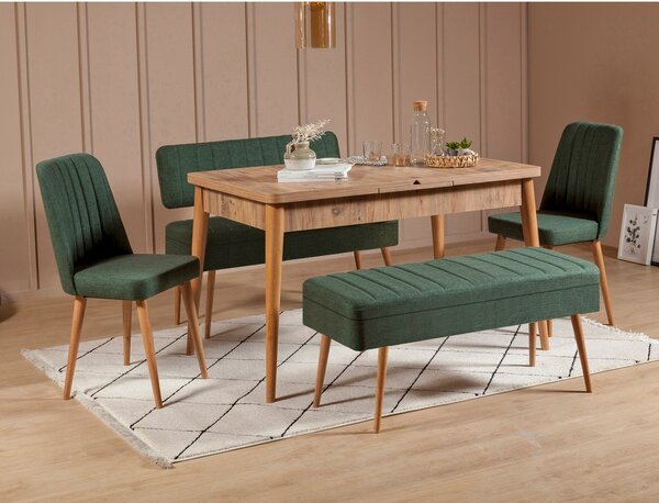 Set mobilier sufragerie Vlasta 2 (pin atlantic + verde) (pentru 6 persoane). 1073074