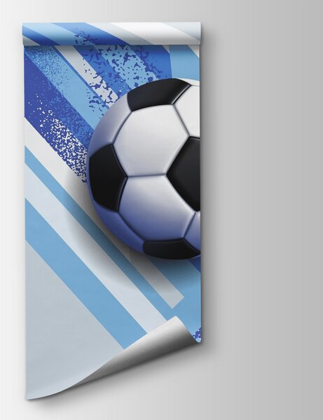 Fototapet Minge de fotbal pe un fundal albastru și alb, Fototapet fotbal, Fototapet populare, w02347 - Tapeko.ro