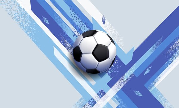 Fototapet Minge de fotbal pe un fundal albastru și alb, Fototapet fotbal, Fototapet populare, w02347 - Tapeko.ro
