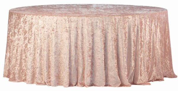 Obrus rotund din catifea roz, cu diametrul de 340 cm, numit "Velvet" din catifea