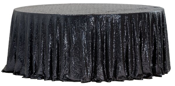 Obrus cu paiete negre, cu diametrul de 340 cm