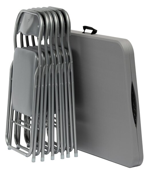 Set Mobilier Catering Exterior Gri – Masă 180x74 cm + 6 Scaune
