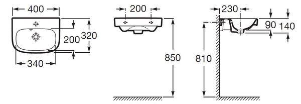 Roca Debba lavoar 40x32 cm semicircular clasică alb luciu A325998000