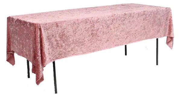 Obrus dreptunghiular din catifea roz, cu dimensiunile 280x160 cm