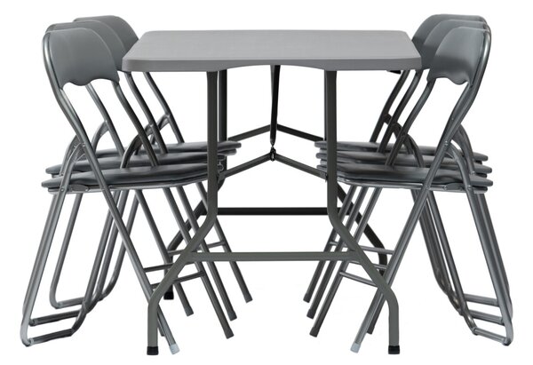 Set Mobilier Catering Exterior Gri – Masă 180x74 cm + 6 Scaune
